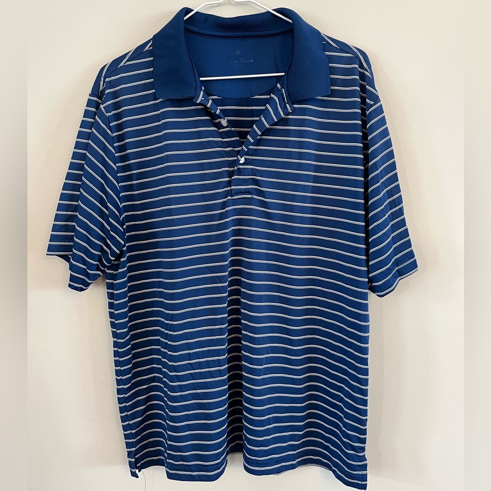 Blue striped polo